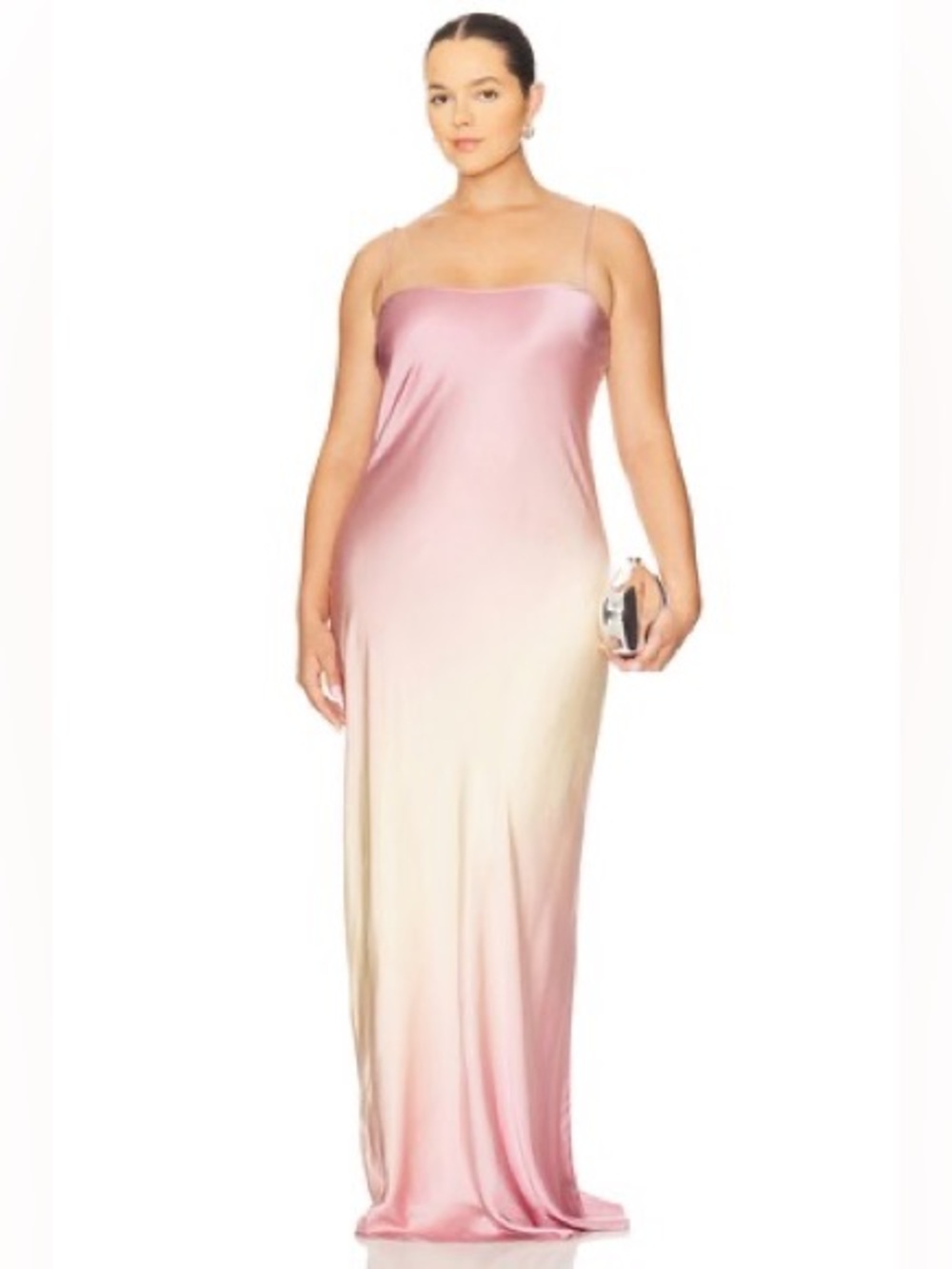 NWT Good American Satin Slip Maxi Dress in Sunset Gradient004 Size 1X